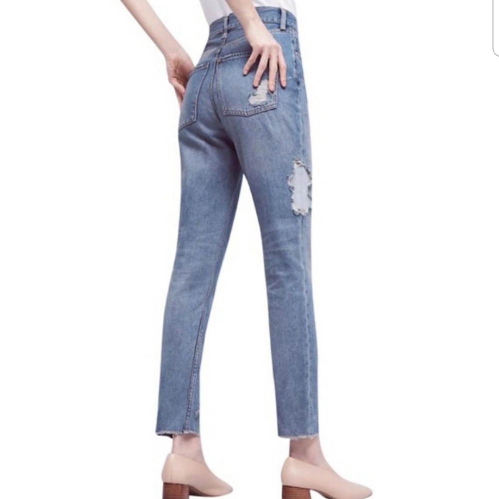 Pilcro and the Letterpress Tilde Distressed Patchwork Detail Jeans